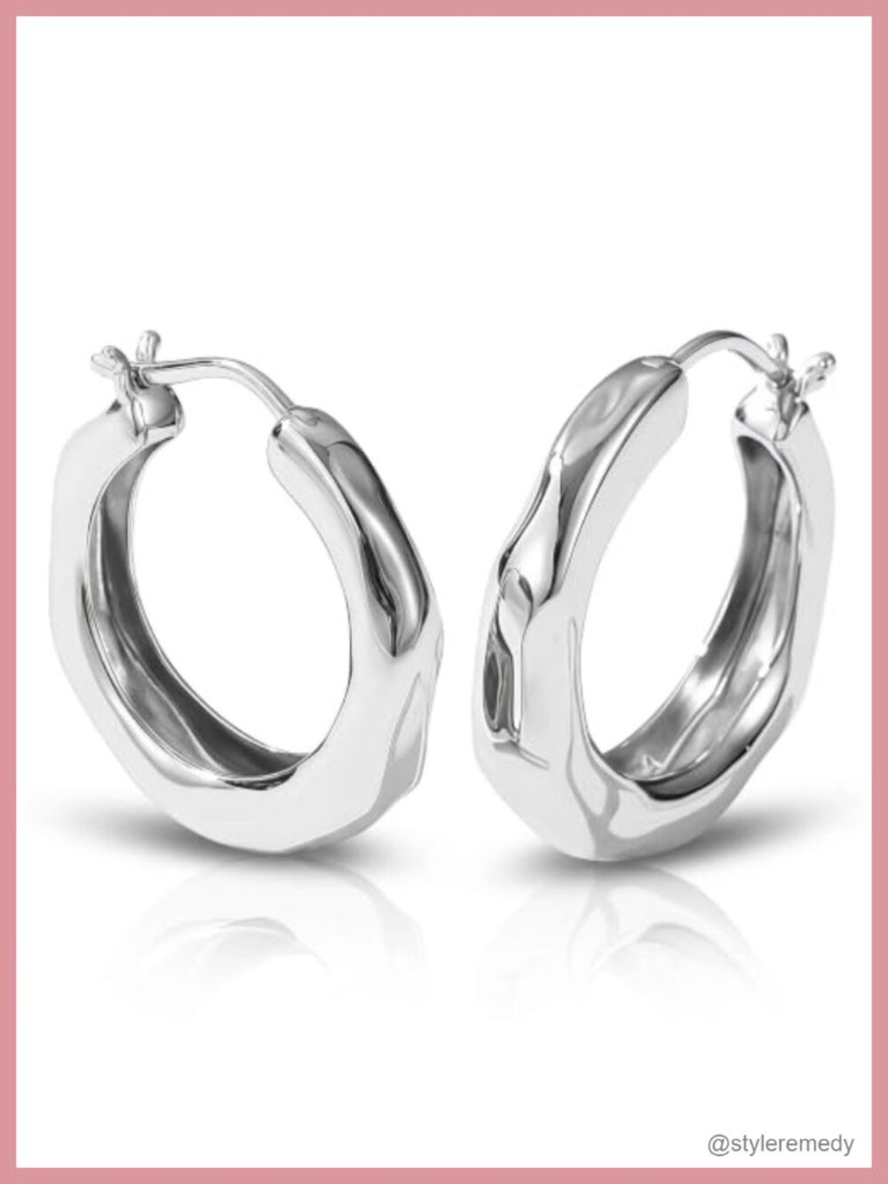 14K Gold Plated Wavy Hoop Earrings Women 25mm Small Chunky Huggie